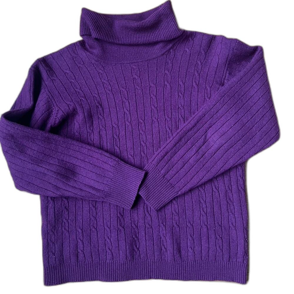Vintage Camela Wool Turtleneck Cable Knit Sweater Women's Small